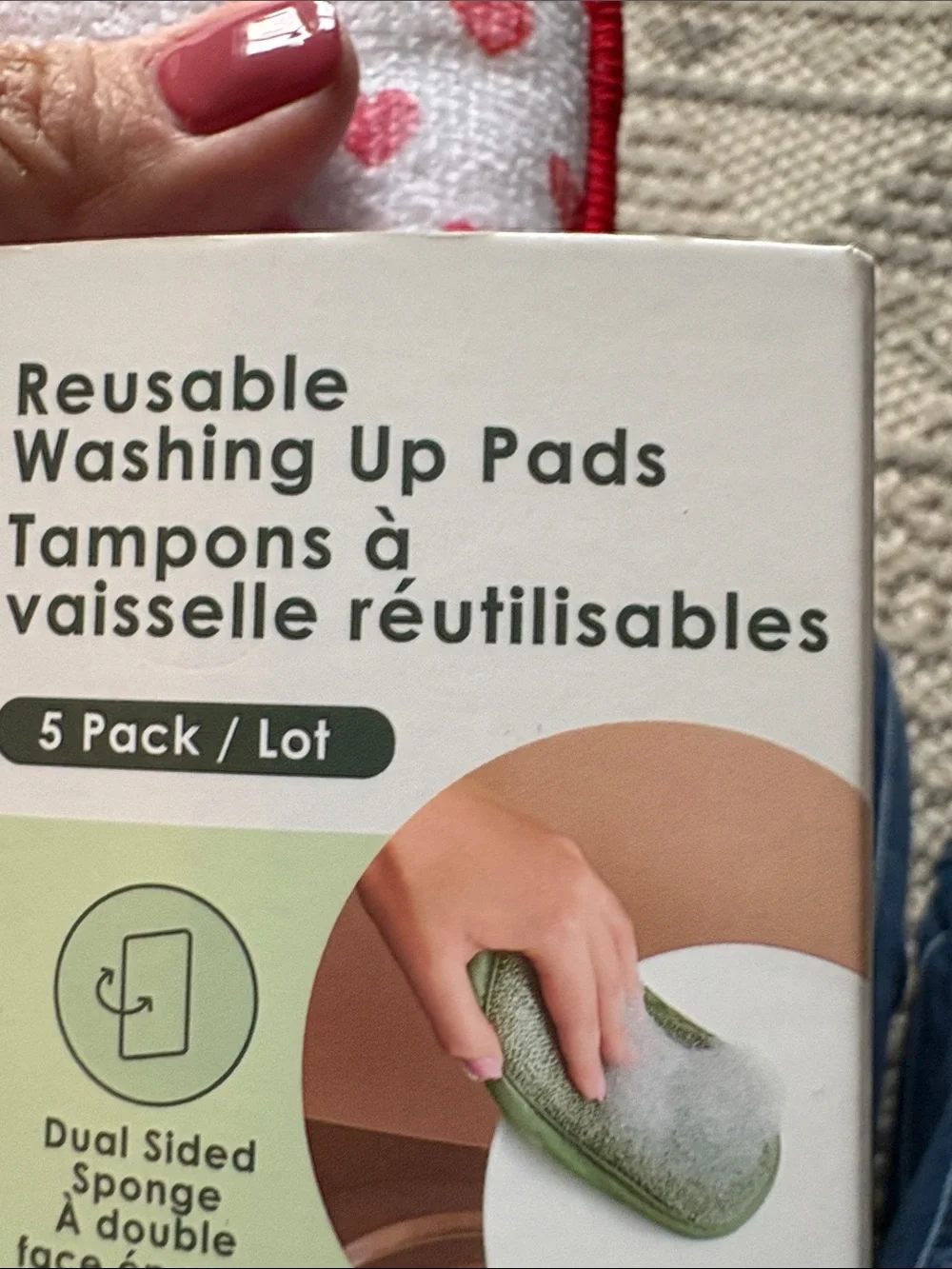 FREE in any bundle NWT Go ECO Reusable Washing Up Pads - White with Pink Hearts2
